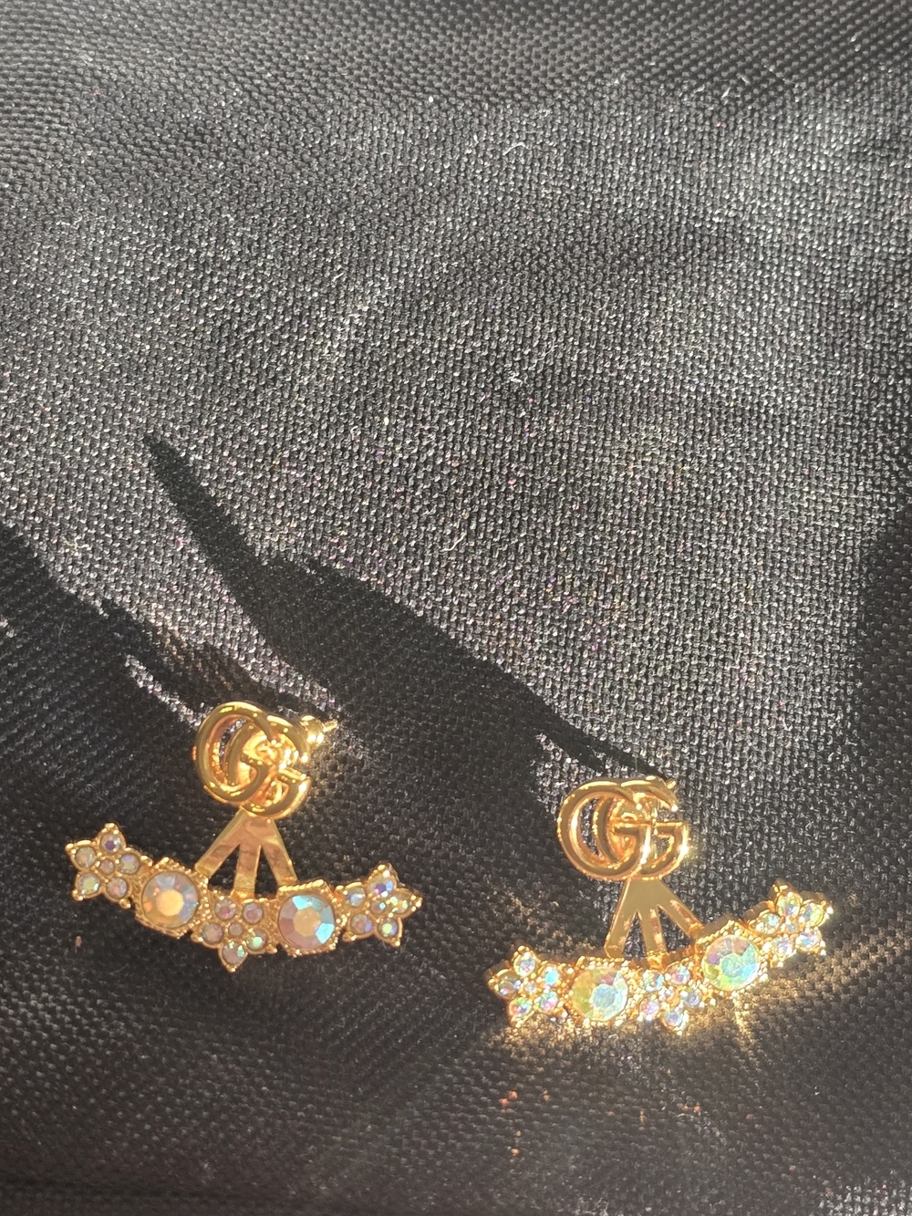 Gucci 18kgp Gold-Tone Crystal Floral Drop Earrings